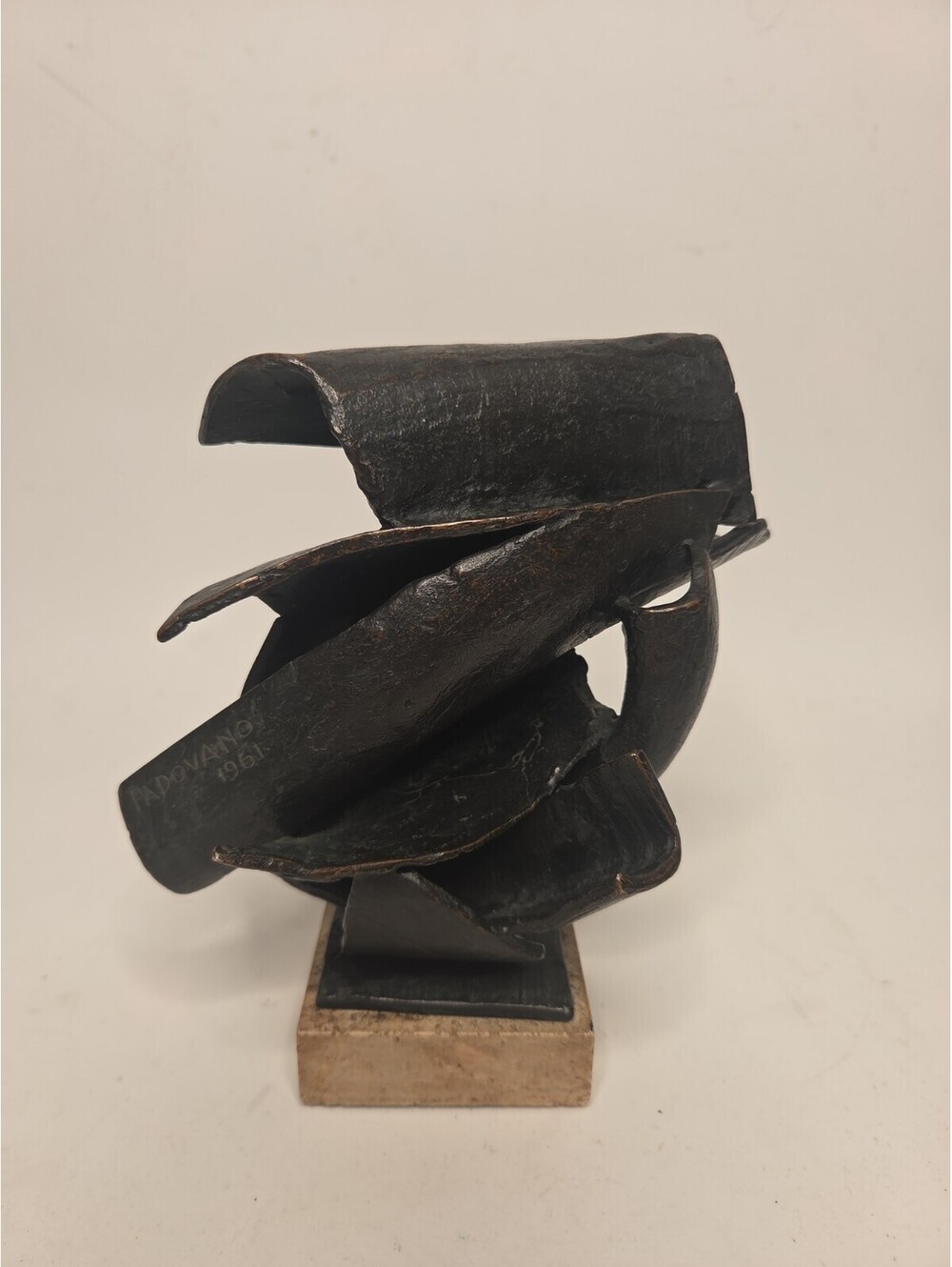 Anthony Padovano Signed 1961 Abstract Bronze Sculpture Mid Century Modern Art 7"